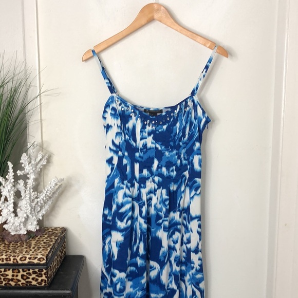 INC Rhinestone Embellished Satin IKAT Spaghetti Strap Maxi Sundress Dress 2 NWT - Picture 3 of 10